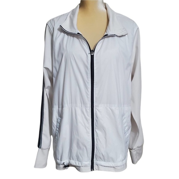 Tangerine Jackets & Blazers - Tangerine White Zip Up Athletic Jacket with Black Stripes Size XL